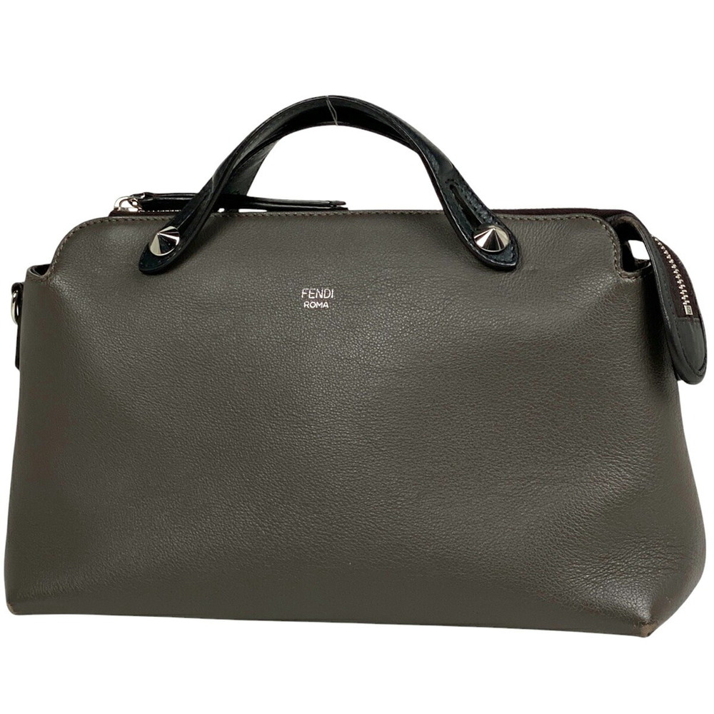 Fendi By The Way Handbag Shoulder Bag Leather Gray